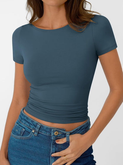 Womens Short Sleeve Boat Neck T-Shirts