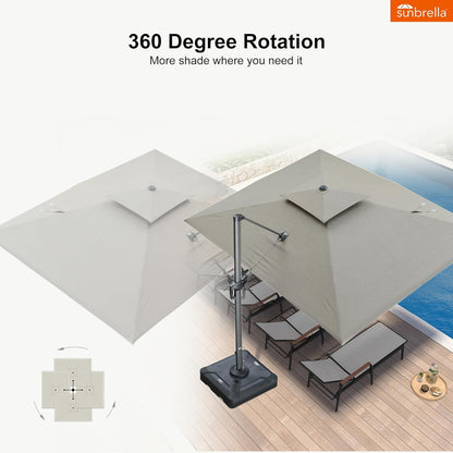 12ft Patio Umbrella with Base Large Outdoor Square Umbrella