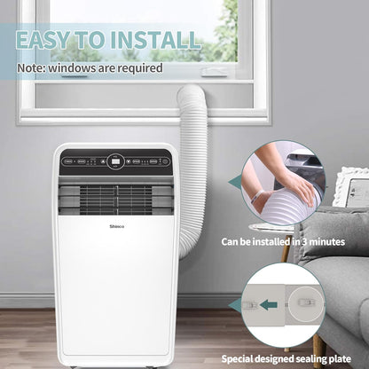 10,000 BTU Portable AC Wi-Fi Dehumidifier Fan Timer for 300 Sq.Ft with Window Kit