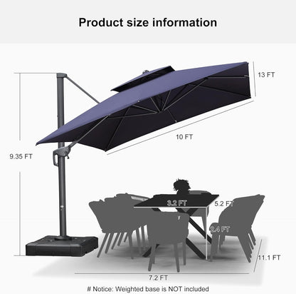 12ft Patio Umbrella with Base Large Outdoor Square Umbrella