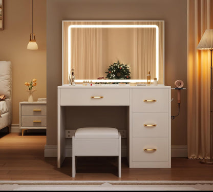 YITAHOME Vanity Desk Set with Large 35" LED Mirror and Lights