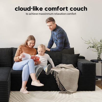 107.5" Cloud Modular Sectional Sofa with 1 Ottoman