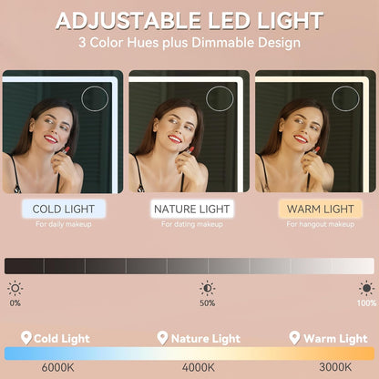 YITAHOME Vanity Desk Set with Large 35" LED Mirror and Lights