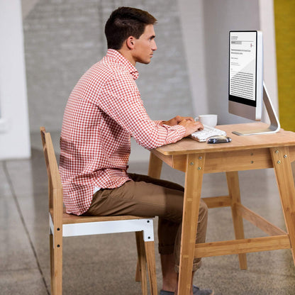 Writing Computer Desk 46" Bamboo Home Office Table with 2 Drawers