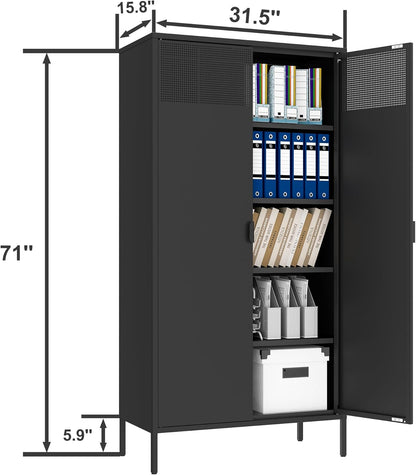 2 Door Storage Sideboard Metal Storage Cabinet with 2 Adjustable Shelf
