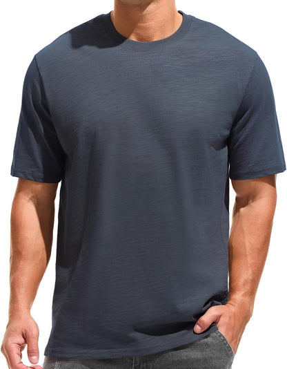 Cotton Loose Fit Thick T-Shirt Heavy Weight Crewneck Tees for Men