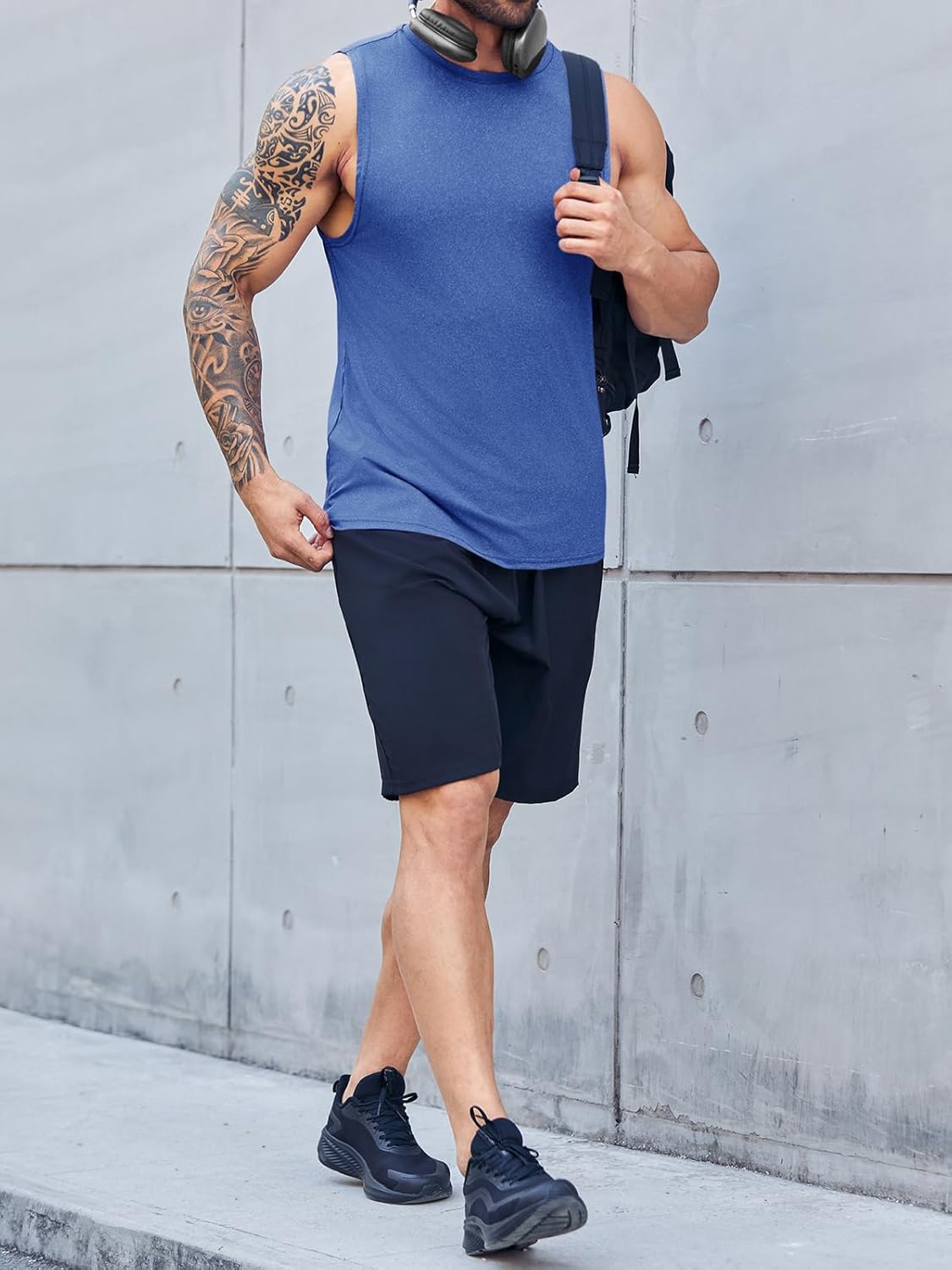 Men's Sleeveless Tank Tops Crewneck Solid Loose Fit Shirt