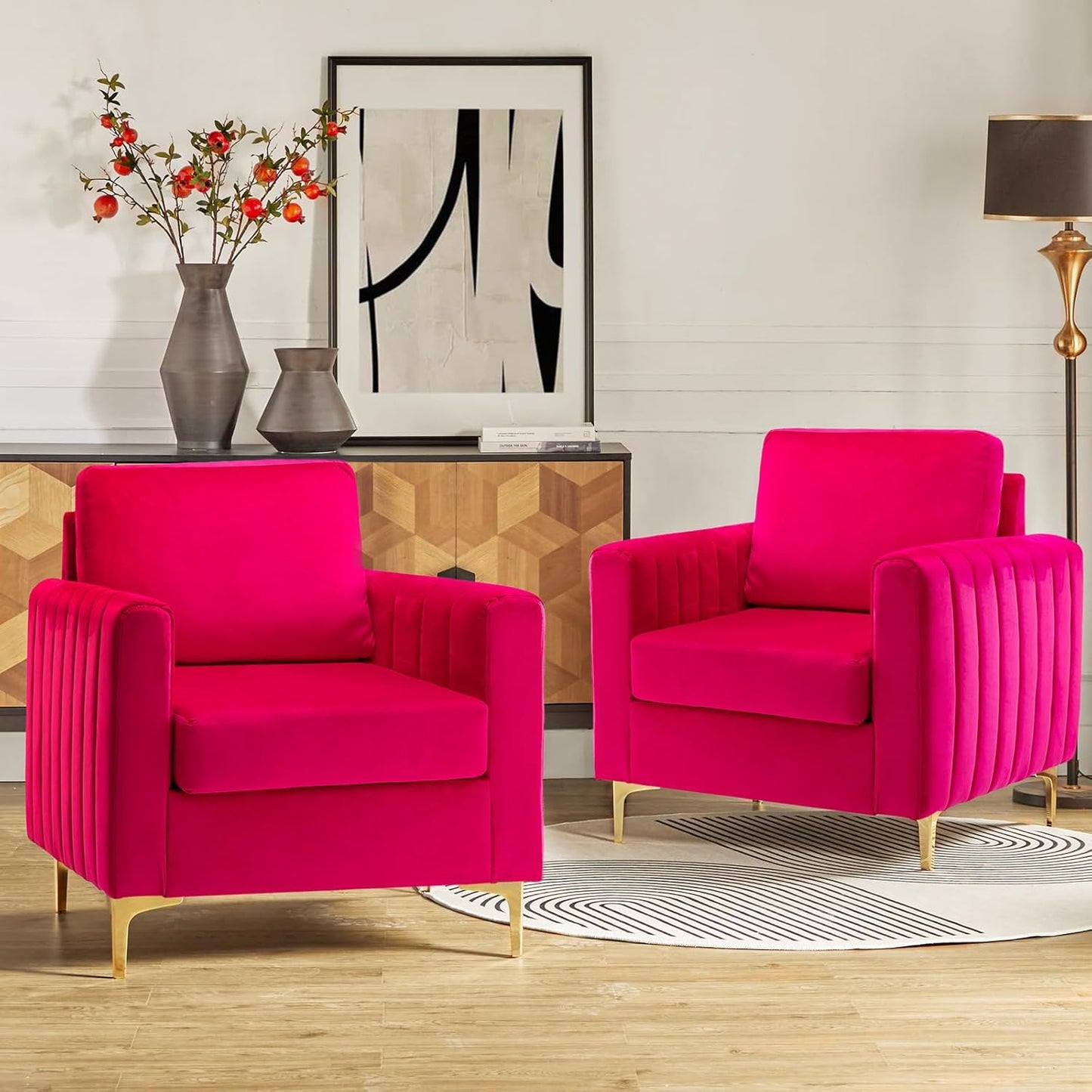 HULALA HOME Velvet Accent Club Chairs Set of 2