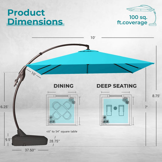 12FT Outdoor Offset Cantilever Umbrella with Base Champagne