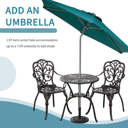 Patio Bistro Set 3 Piece Outdoor Cast Aluminum Outdoor Bistro Table