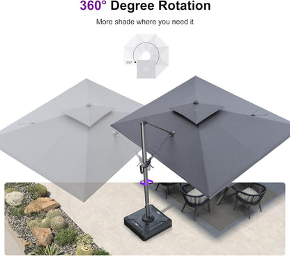 12ft Patio Umbrella with Base Large Outdoor Square Umbrella