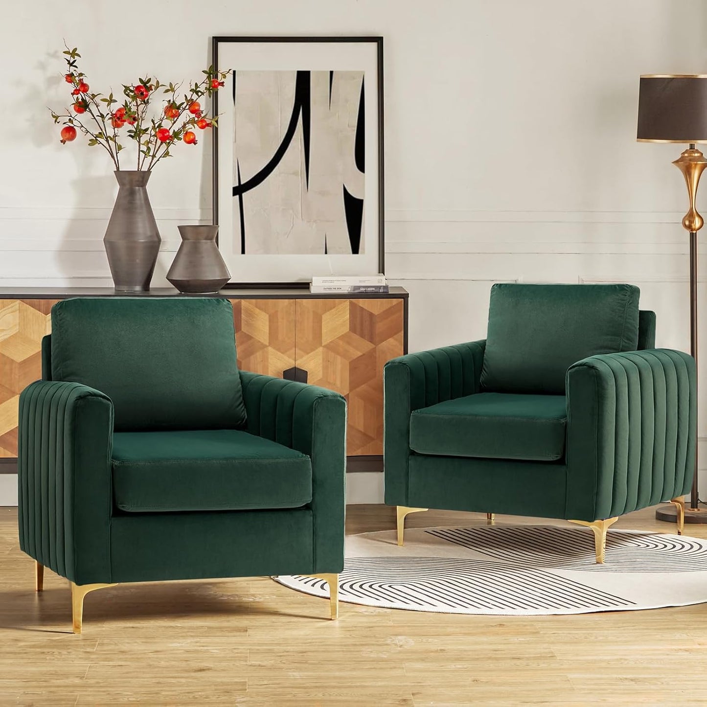 HULALA HOME Velvet Accent Club Chairs Set of 2