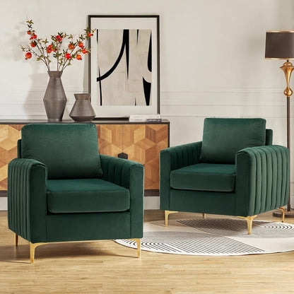 HULALA HOME Velvet Accent Club Chairs Set of 2