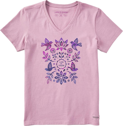 Short Sleeve Cotton Graphic T-Shirts Folk Art Garden Tie Dye