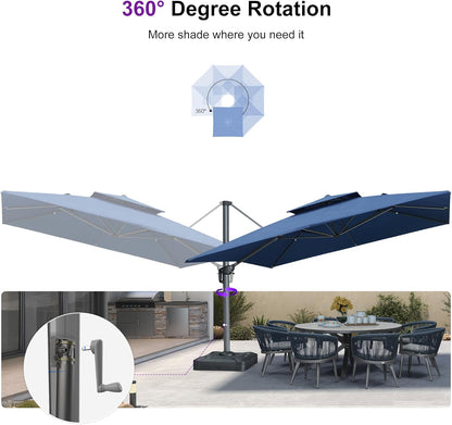 12ft Patio Umbrella with Base Large Outdoor Square Umbrella
