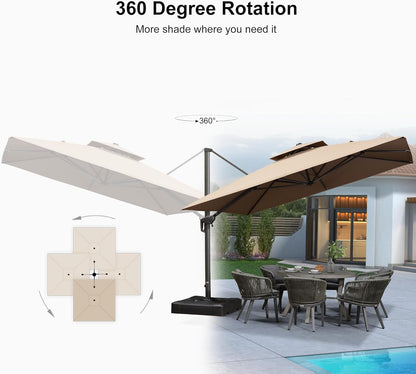 12ft Patio Umbrella with Base Large Outdoor Square Umbrella
