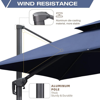 12ft Patio Umbrella with Base Large Outdoor Square Umbrella
