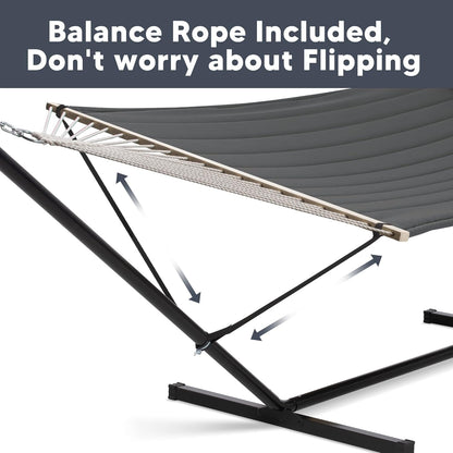 2 Person Hammock with Stand Heavy Duty Portable Dark Grey