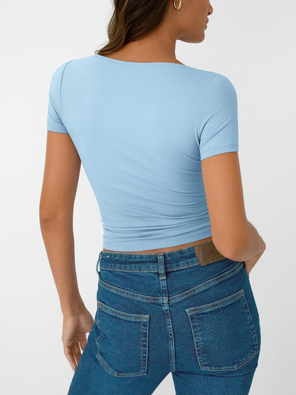 Womens Short Sleeve Boat Neck T-Shirts