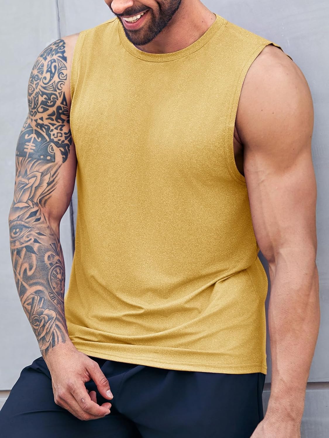 Men's Sleeveless Tank Tops Crewneck Solid Loose Fit Shirt