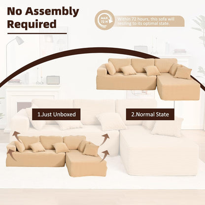 107" Boneless Couch with Deep Seat Cloud Sectional Couch for Living Room