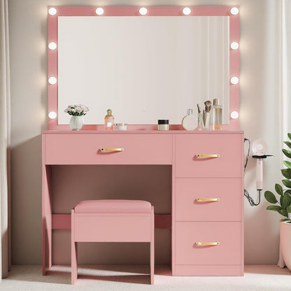 YITAHOME Vanity Desk Set with Large 35" LED Mirror and Lights