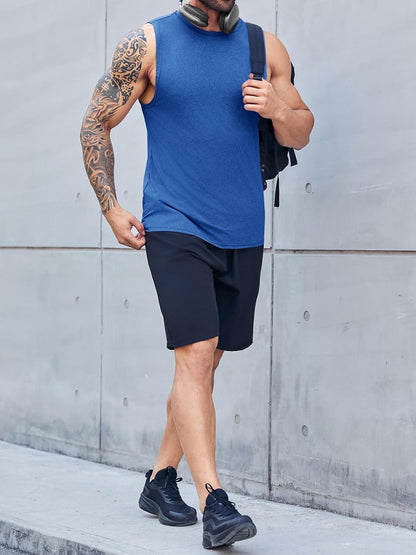 Men's Sleeveless Tank Tops Crewneck Solid Loose Fit Shirt