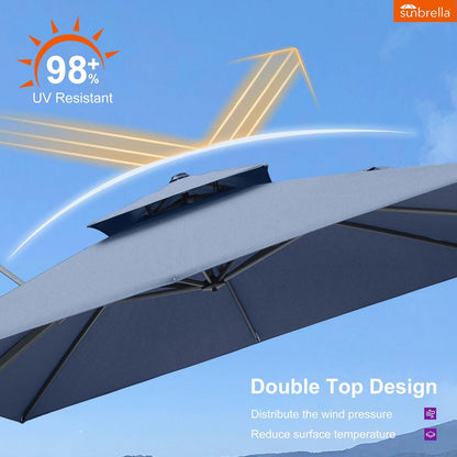 12ft Patio Umbrella with Base Large Outdoor Square Umbrella