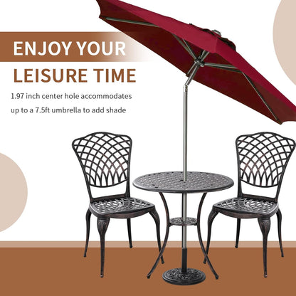 Patio Bistro Set 3 Piece Outdoor Cast Aluminum Outdoor Bistro Table