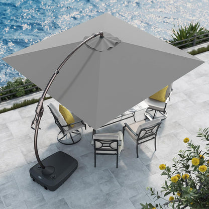 12FT Outdoor Offset Cantilever Umbrella with Base Champagne