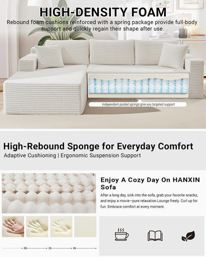 105 Inch Cloud Sectional Couch with Deep Seat
