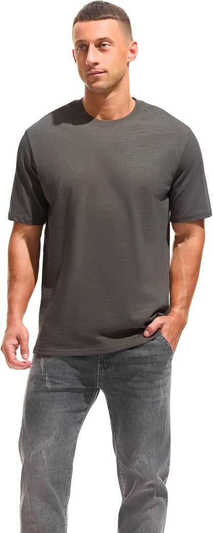 Cotton Loose Fit Thick T-Shirt Heavy Weight Crewneck Tees for Men