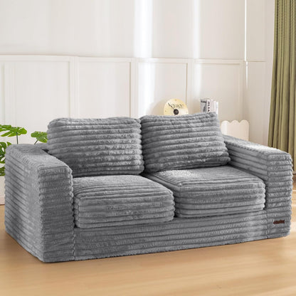 Plush Giant Bean Bag Sofa for Adults Floor Loveseat Chair with Armrests White