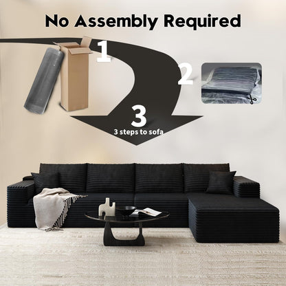 107.5" Cloud Modular Sectional Sofa with 1 Ottoman