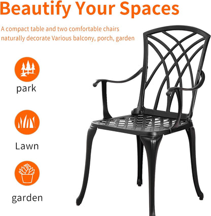 Patio Bistro Set 3 Piece Outdoor Cast Aluminum Outdoor Bistro Table