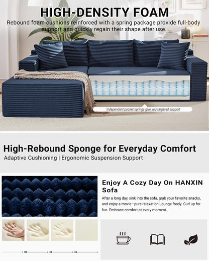 105 Inch Cloud Sectional Couch with Deep Seat