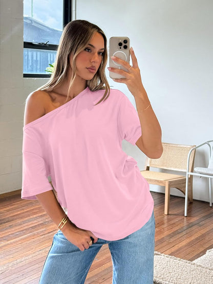 Womens Off The Shoulder Tops Oversized T-Shirts