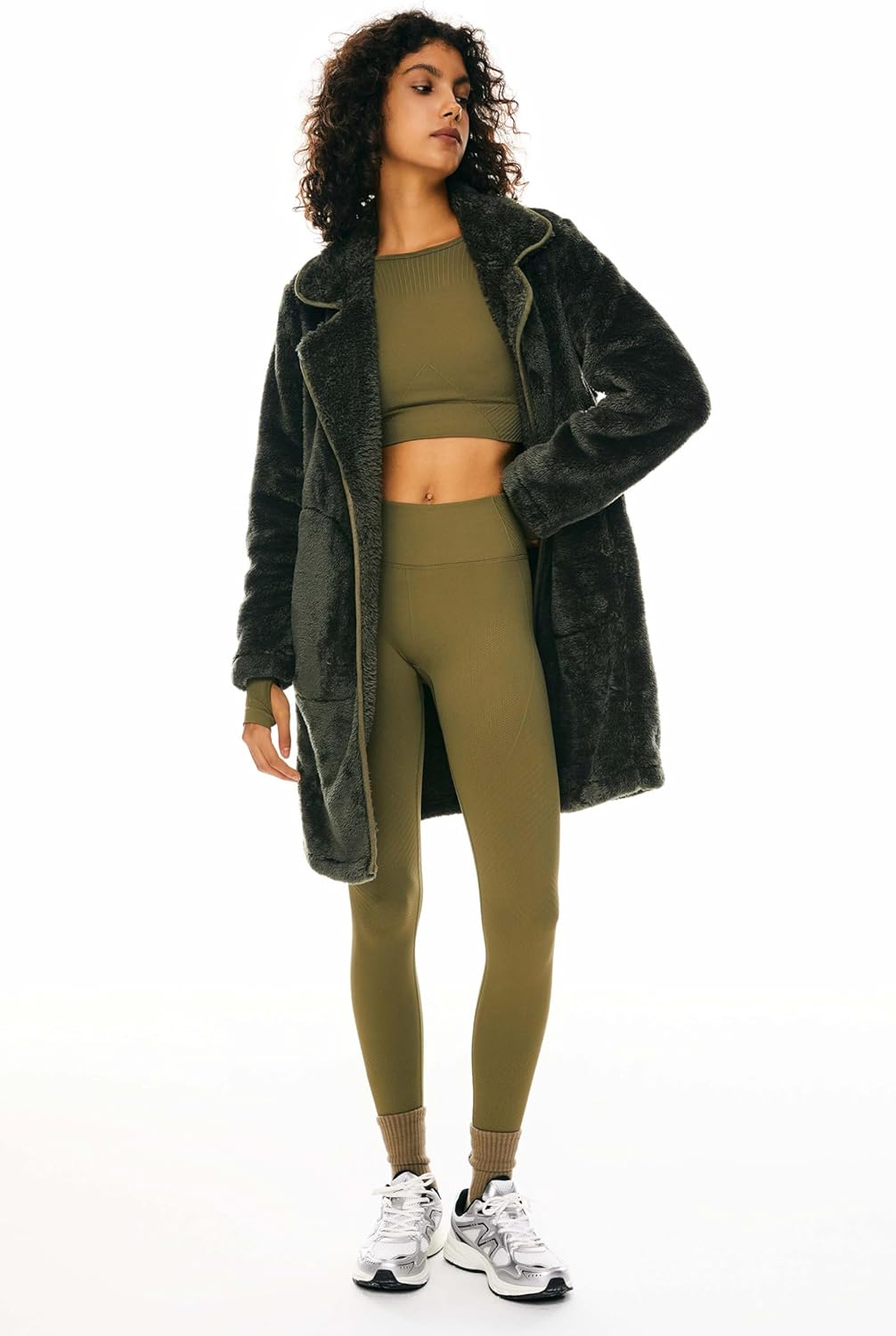 Women’s Fuzzy Fleece Faux Fur Jacket with Pockets Open Front