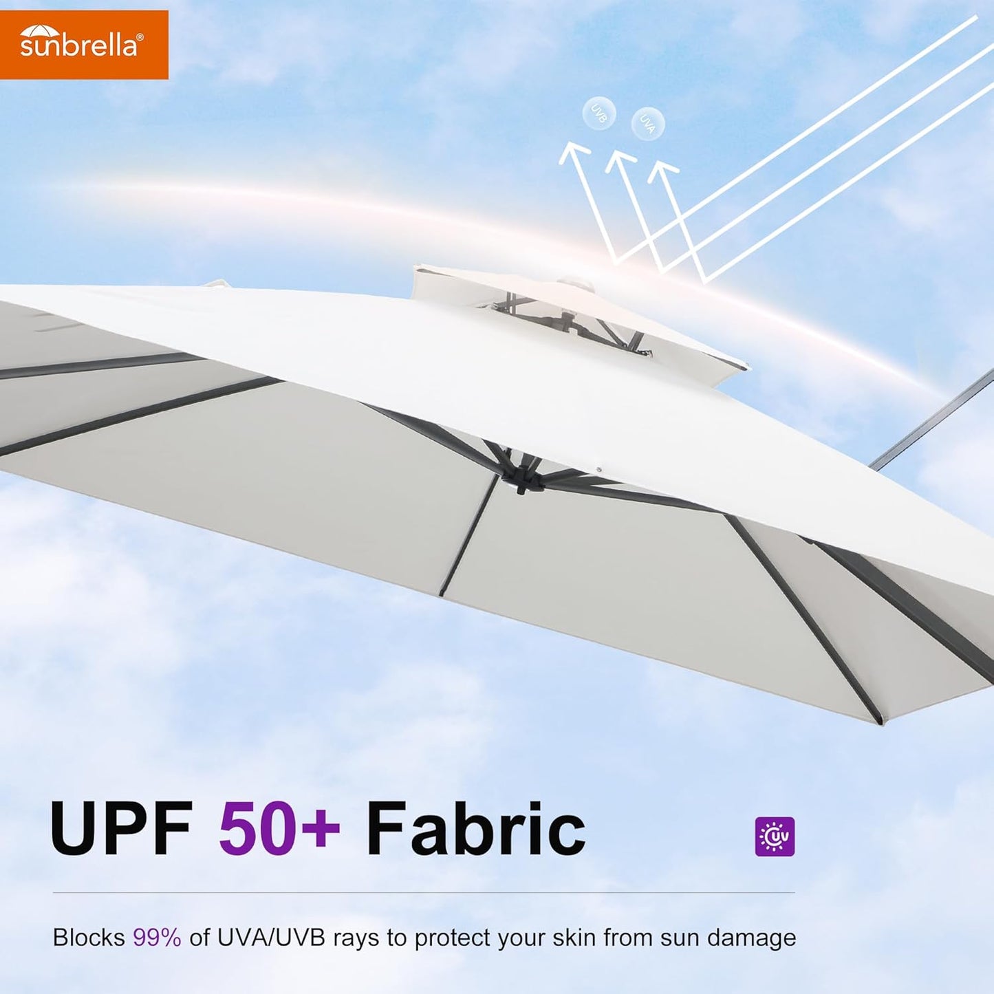 12ft Patio Umbrella with Base Large Outdoor Square Umbrella