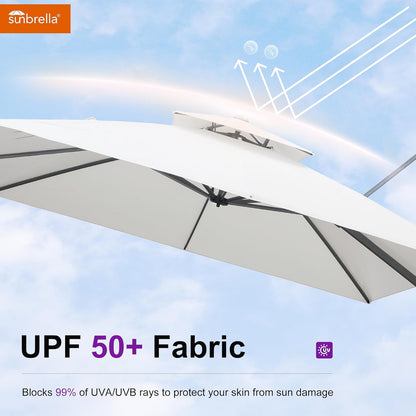 12ft Patio Umbrella with Base Large Outdoor Square Umbrella