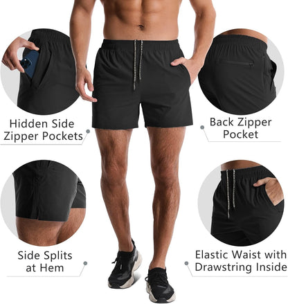 2 Pack Mens Athletic Shorts 5 Inch Quick Dry Gym Workout Shorts Men Lightweight Sports Running Shorts with Pockets