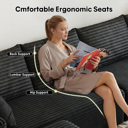 107.5" Cloud Modular Sectional Sofa with 1 Ottoman