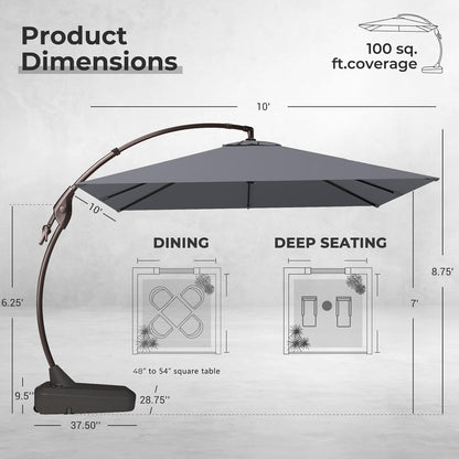 12FT Outdoor Offset Cantilever Umbrella with Base Champagne