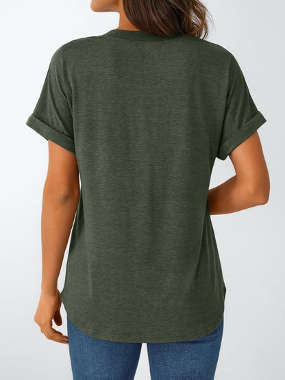 Women's Short Sleeve Shirts Henley Dressy Casual Summer Tops