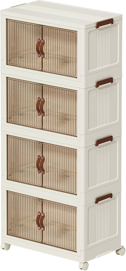 130QT Large Plastic Storage Bins with Lids and Wheels 4 Tiers