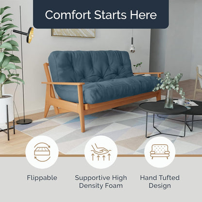 10 Inch Full Size Memory Foam Futon Mattress Mineral Blue