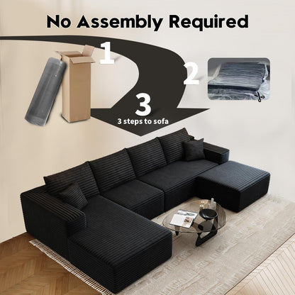 107.5" Cloud Modular Sectional Sofa with 1 Ottoman