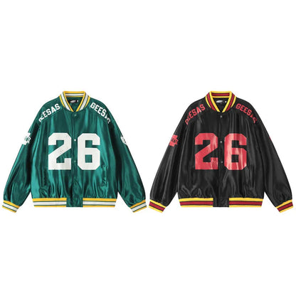 Shiny Letter  Patchwork Element Baseball Jacket for Men