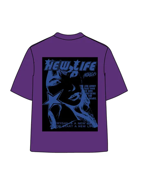 270g Cotton Animation Girl Stars Wash Old T-shirt