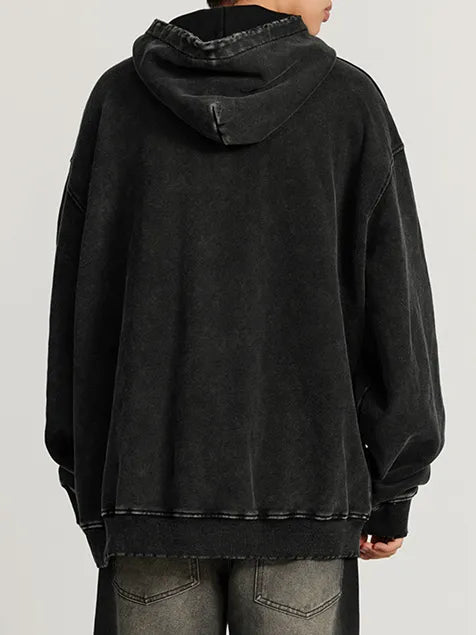 420g Hip-pop For Bid Wash Old Cotton Hoodie